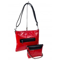 На фото 2 - Cтильная женская сумка-шоппер из водооталкивающей ткани, цвет красный