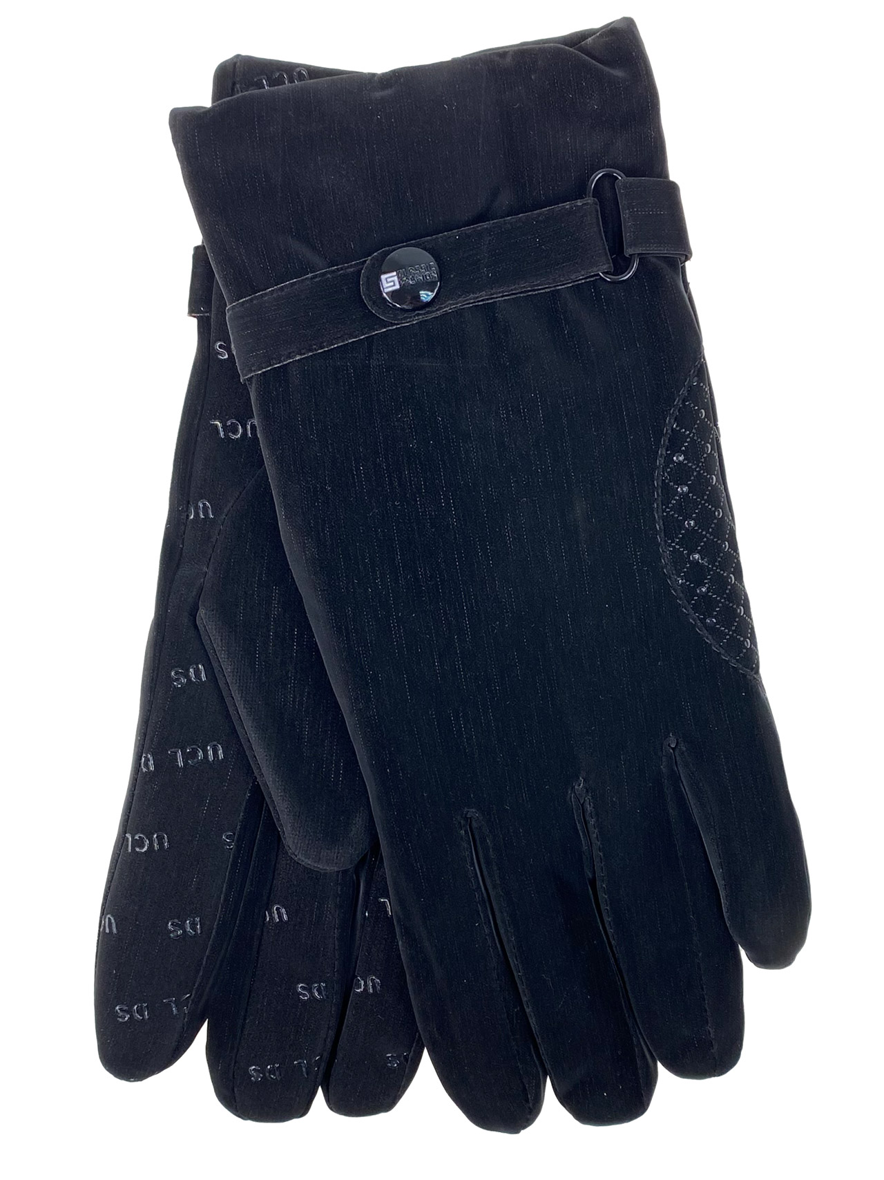 На фото 1 - Утепленные женские перчатки, цвет черный