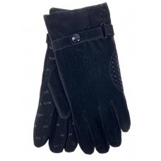 На фото 1 - Утепленные женские перчатки, цвет черный