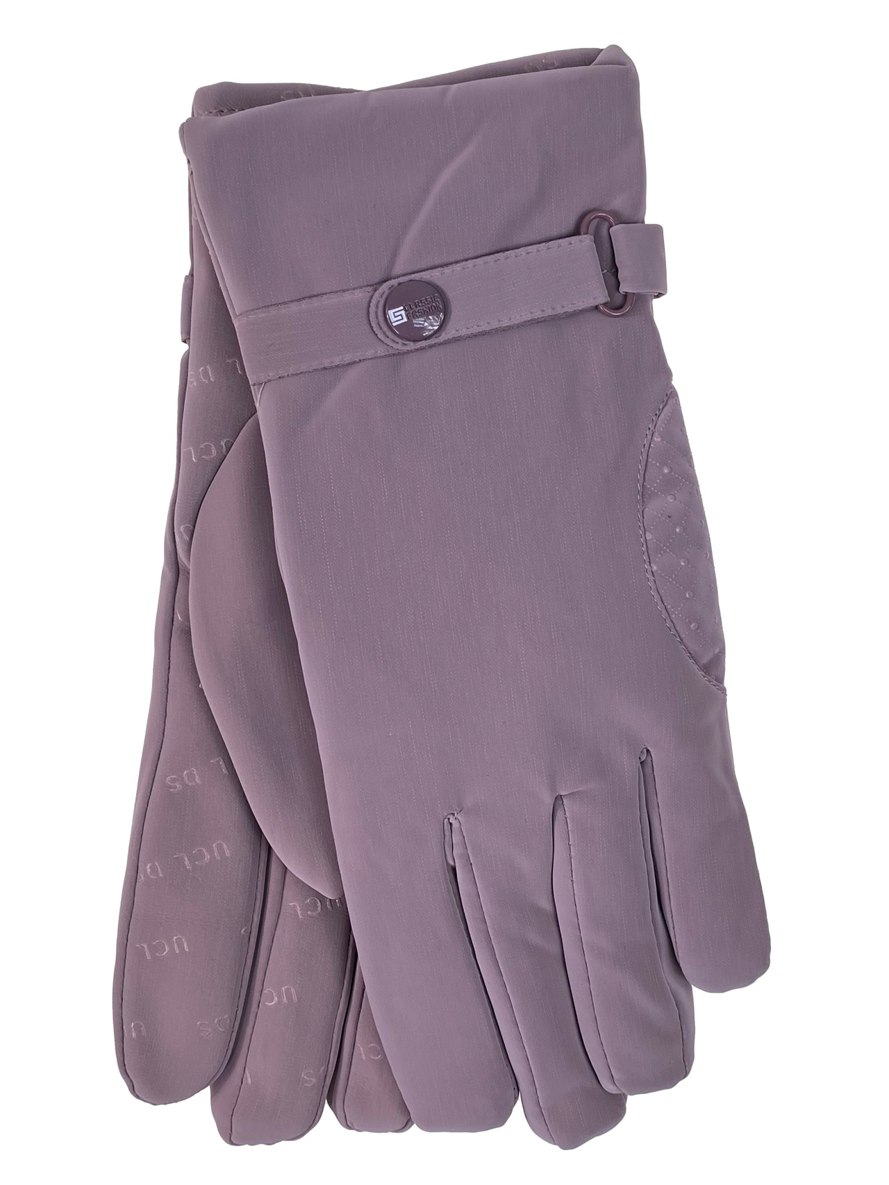 На фото 1 - Утепленные женские перчатки, цвет сиреневый