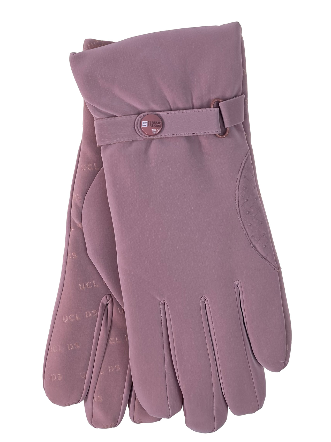 На фото 1 - Утепленные женские перчатки, цвет пудра