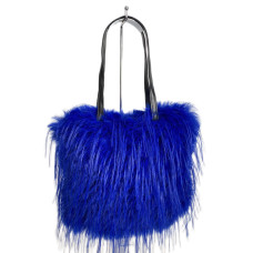 На фото 1 - Женская сумка из искусственного меха, цвет синий