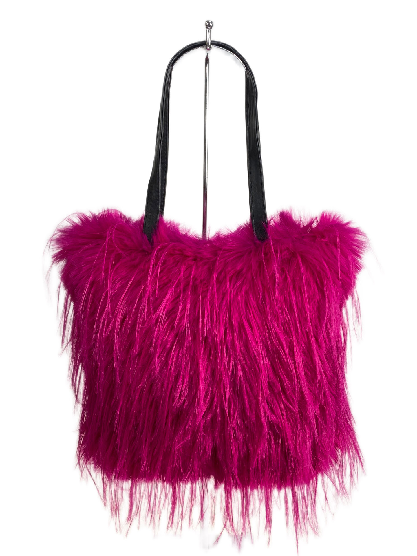 На фото 2 - Женская сумка из искусственного меха, цвет фуксия