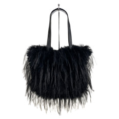 На фото 2 - Женская сумка из искусственного меха, цвет черный
