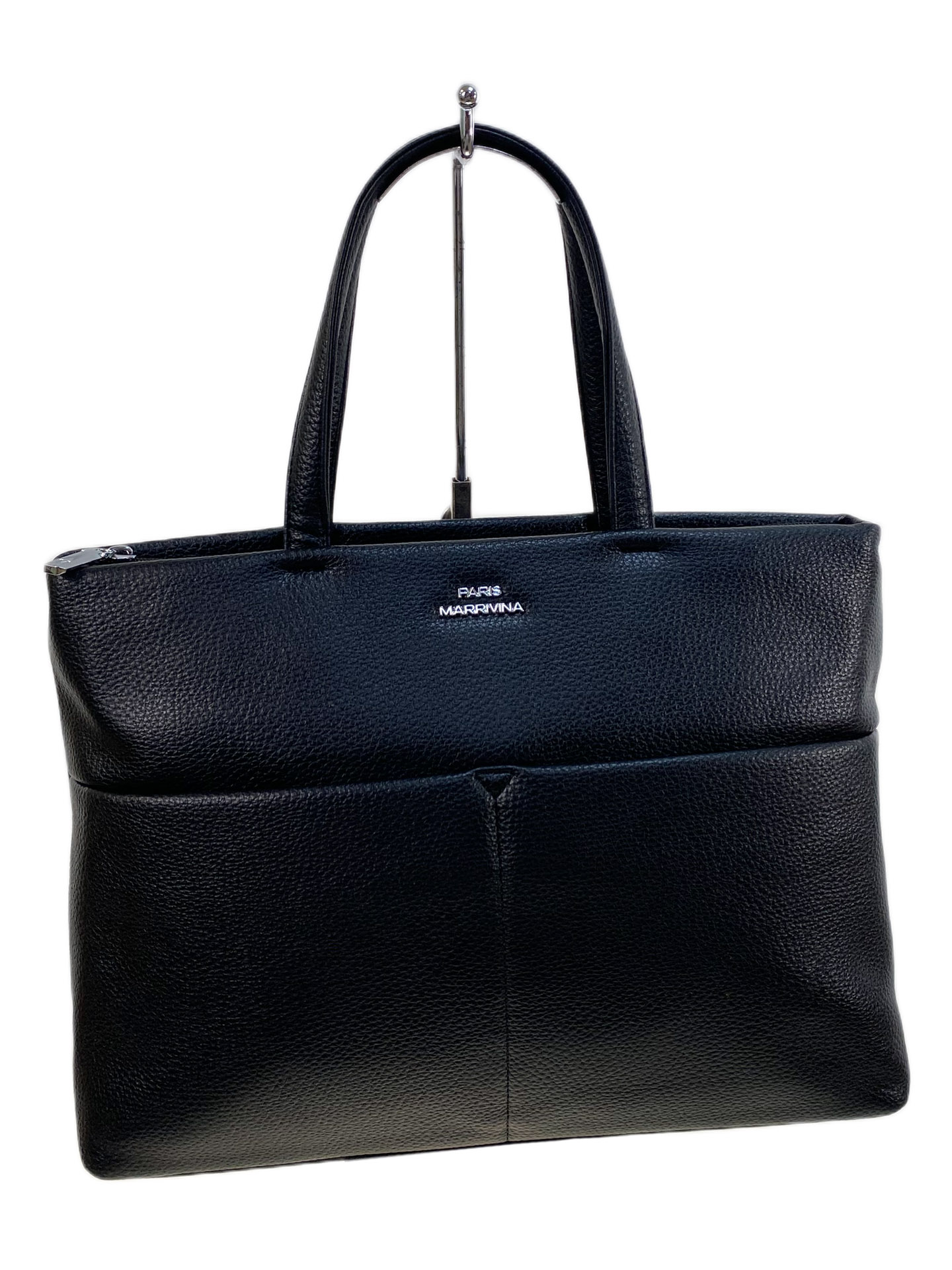 На фото 1 - Женская сумка из искусственной кожи, цвет черный