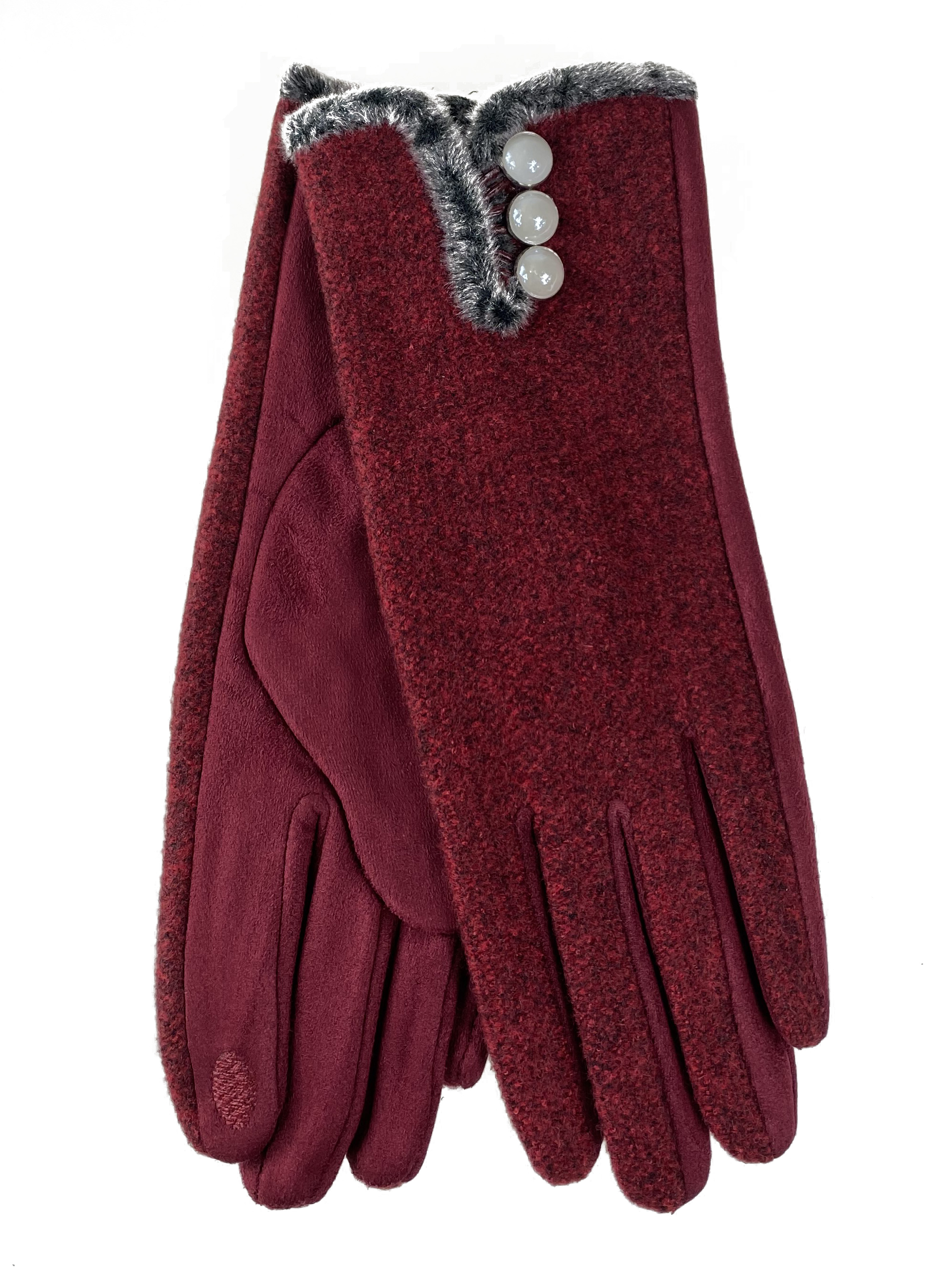 На фото 1 -  Демисезонные женские перчатки из кашемира, цвет бордовый