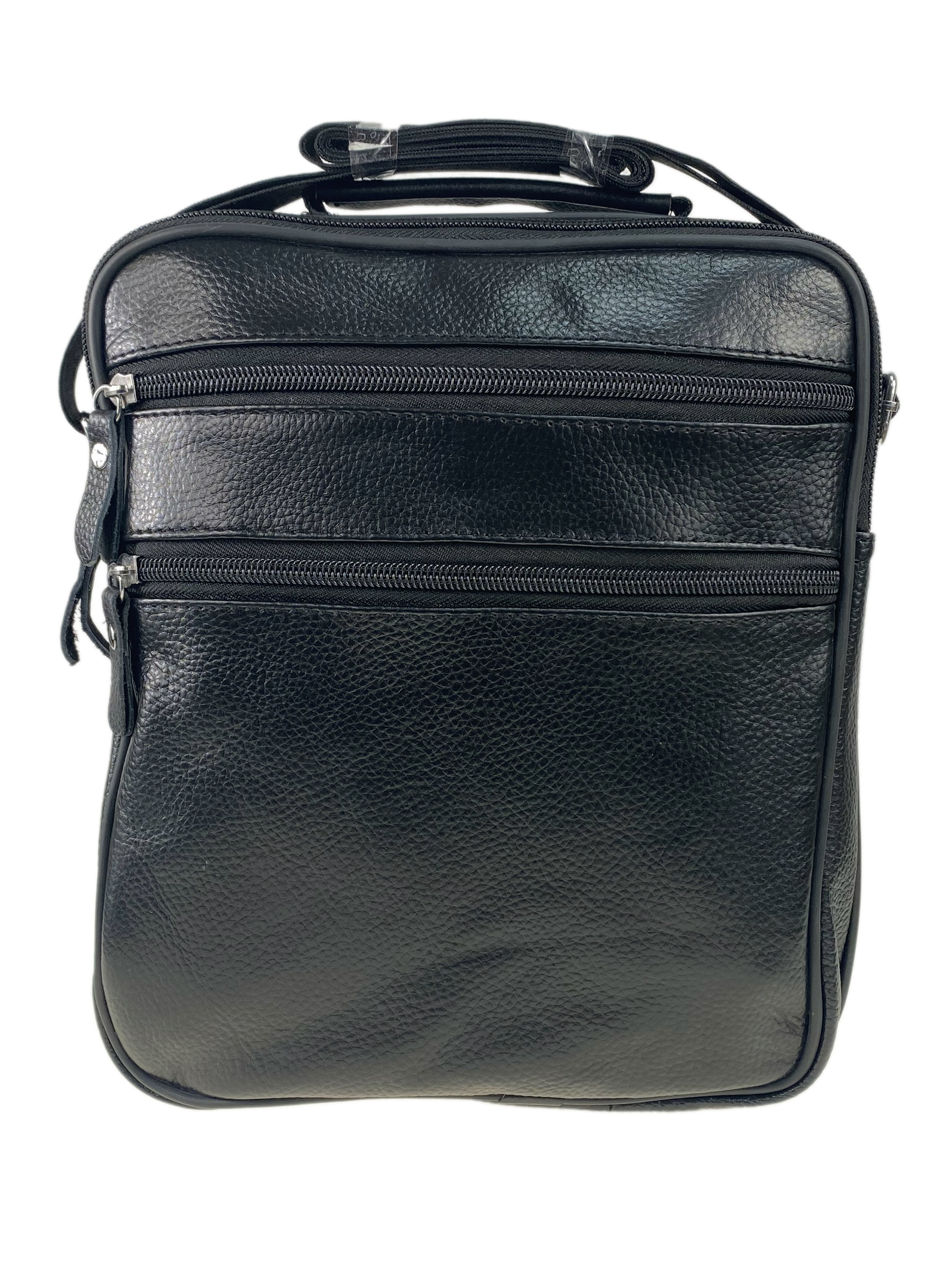 На фото 3 - Мужская кожаная сумка для документов, цвет чёрный