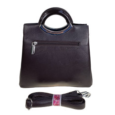 На фото 2 - Женская сумка из искусственной кожи, цвет шоколадно-черный