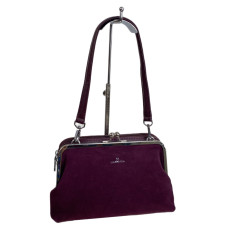 На фото 1 - Женская сумка из искусственной кожи и натуральной замши, цвет бордовый