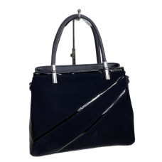 На фото 1 - Женская сумка из искусственной кожи и натуральной замши, цвет серый