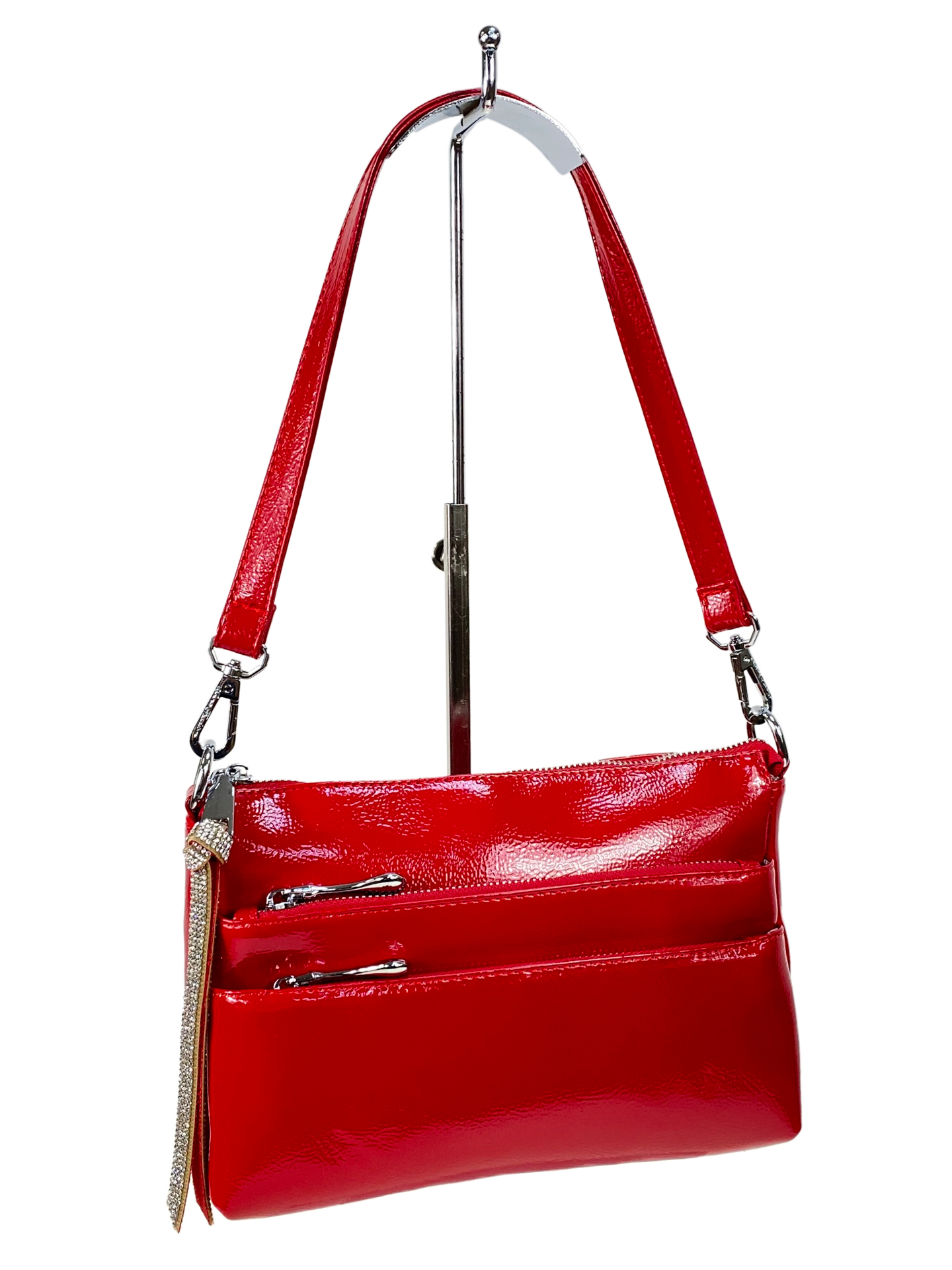 На фото 1 - Женская сумка из искусственной кожи цвет красный