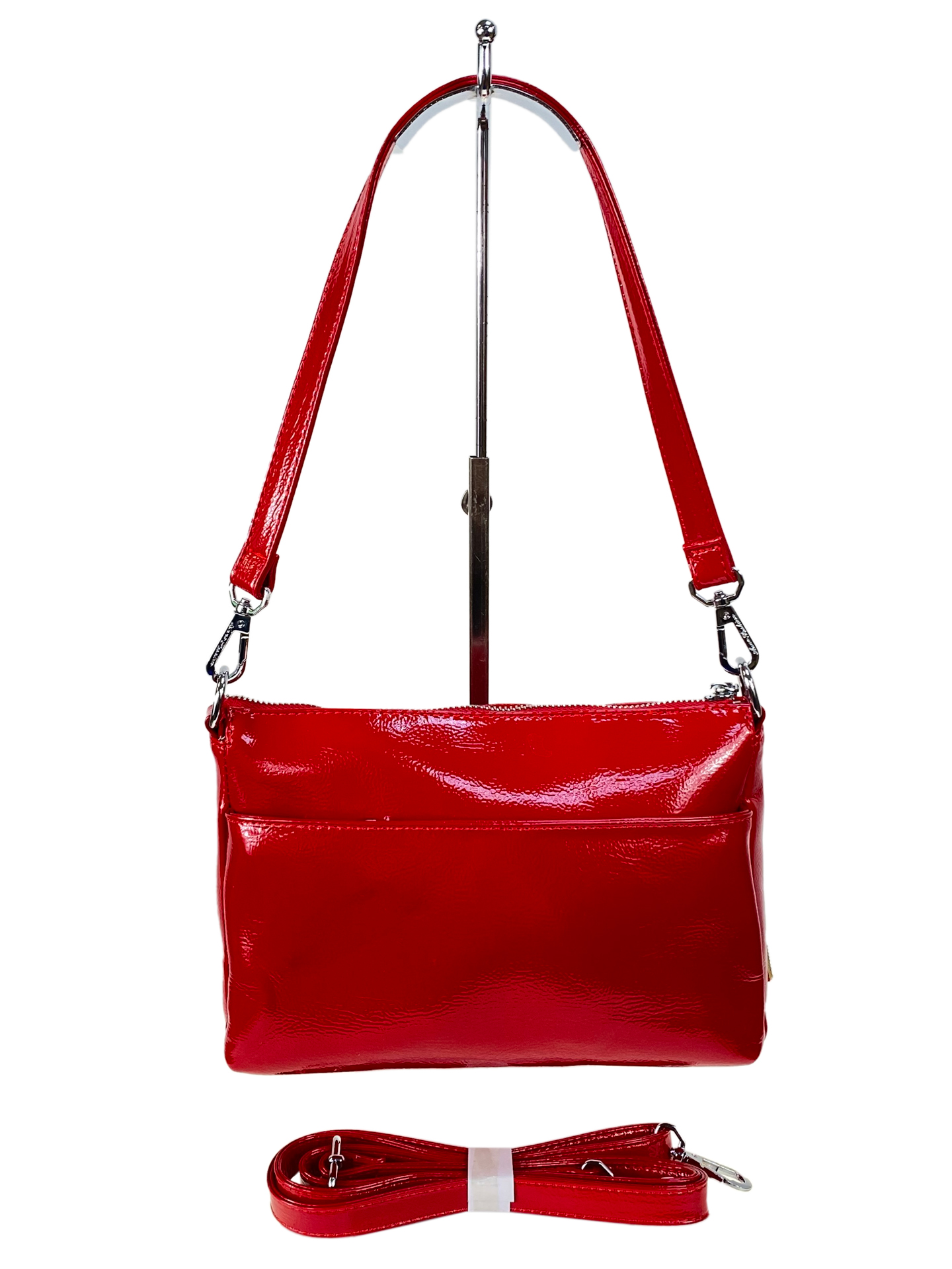 На фото 2 - Женская сумка из искусственной кожи цвет красный