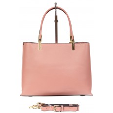 На фото 3 - Женская сумка тоут из кожзама с подвеской, цвет розовый