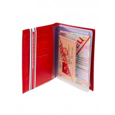 На фото 2 - Обложка для паспорта и автодокументов из натуральной кожи, цвет красный