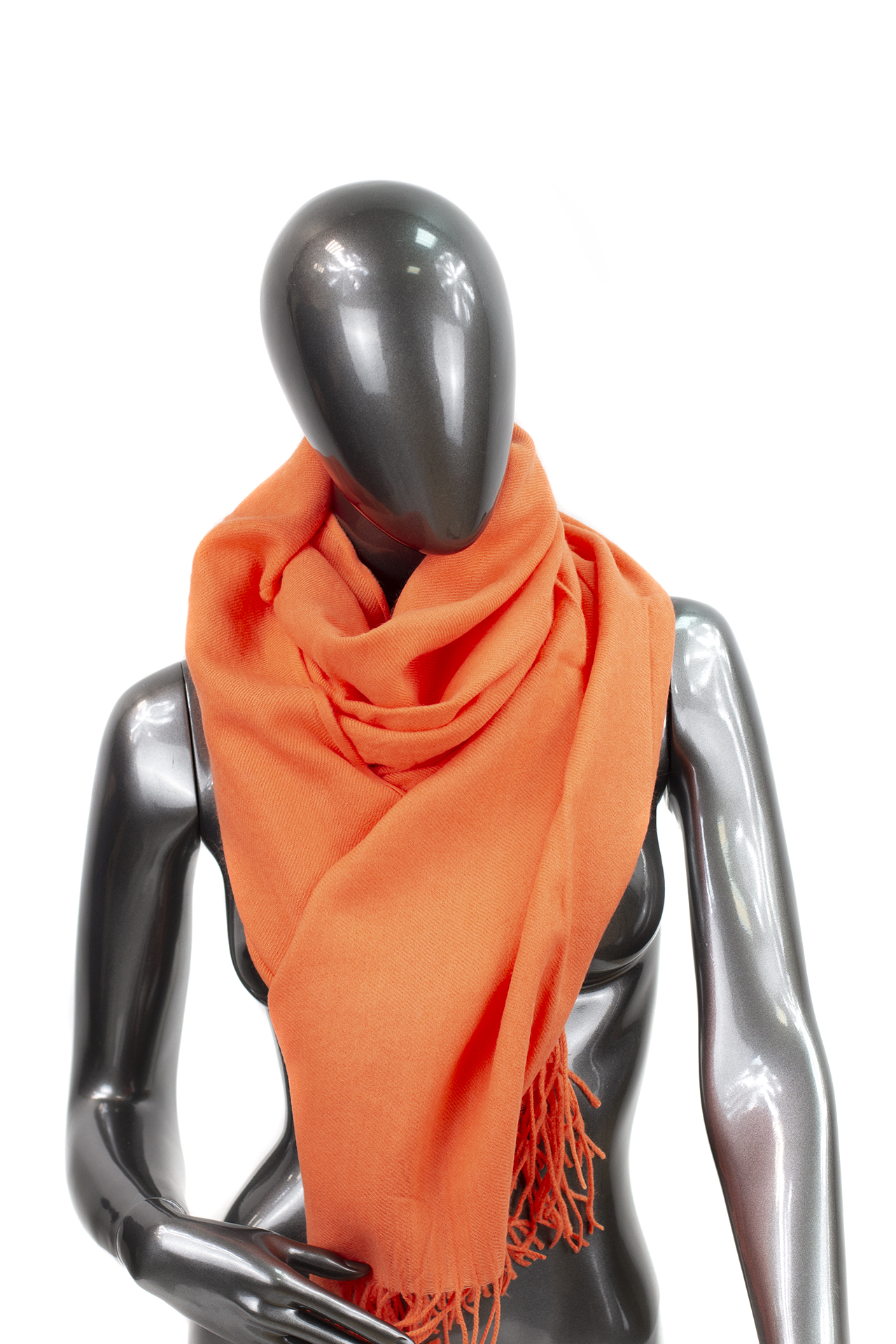 На фото 1 - Шарф-палантин из шерсти и хлопка, цвет оранжевый