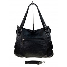 На фото 2 - Женская сумка  из искусственной кожи, цвет черный