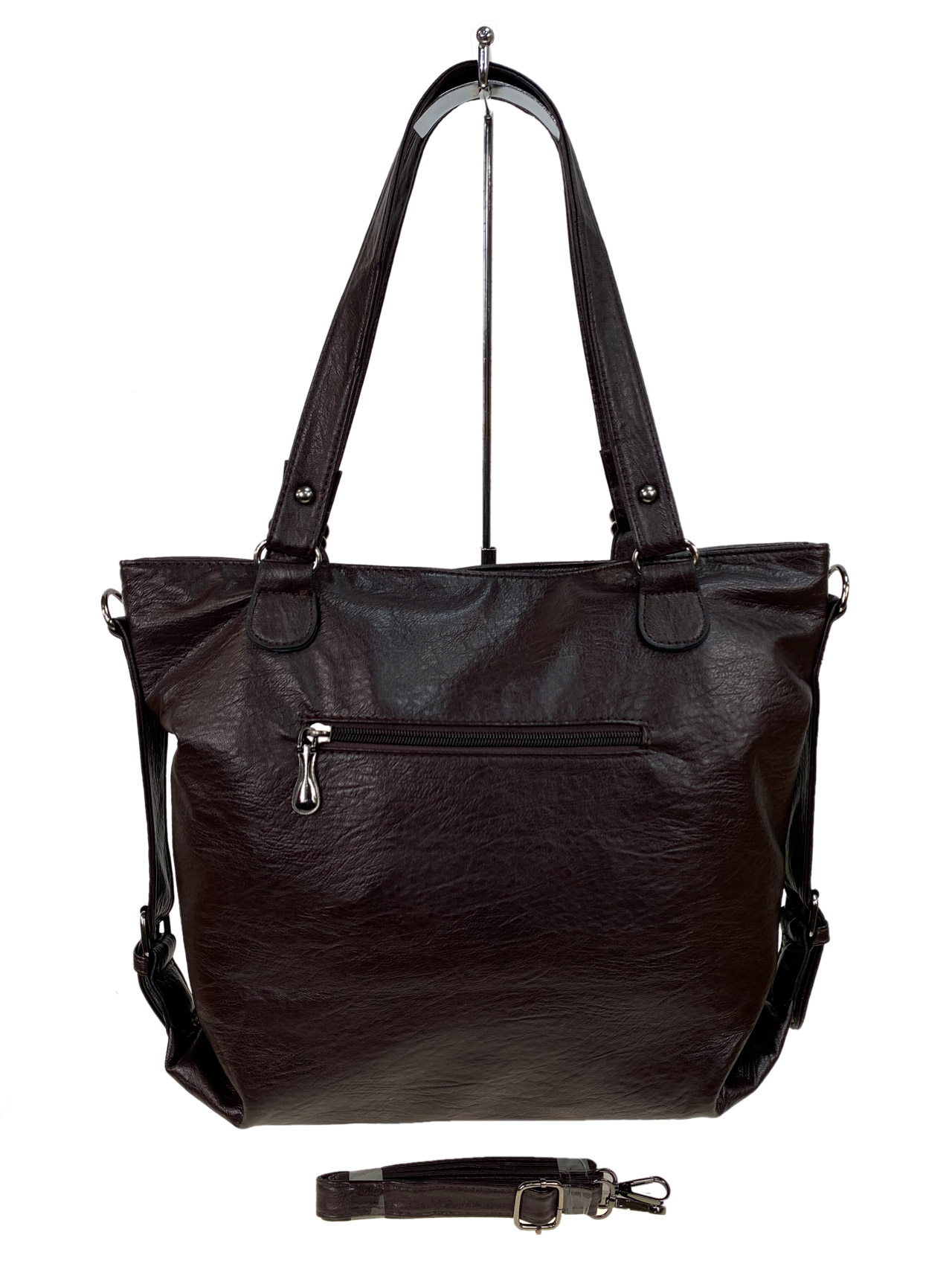 На фото 2 - Женская сумка  из искусственной кожи, цвет  шоколад