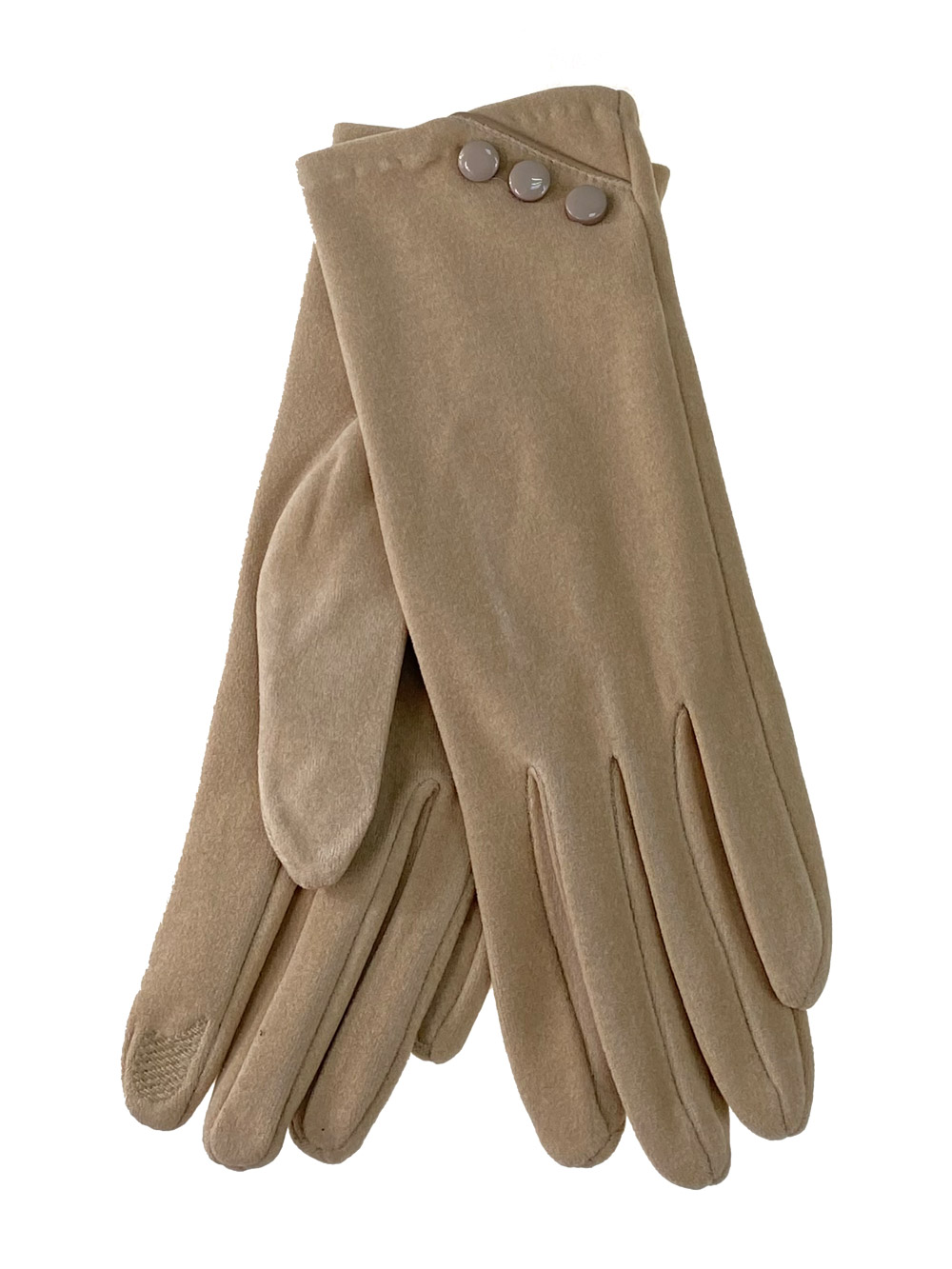 На фото 1 - Демисезонные женские перчатки из велюра, цвет бежевый