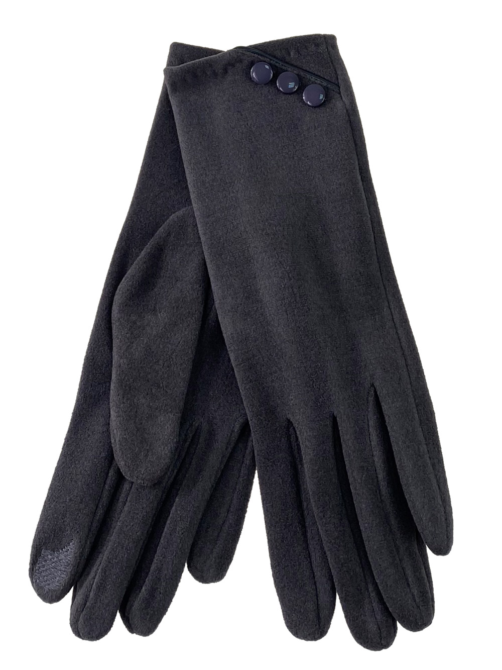 На фото 1 - Демисезонные женские перчатки из велюра, цвет тёмно-серый