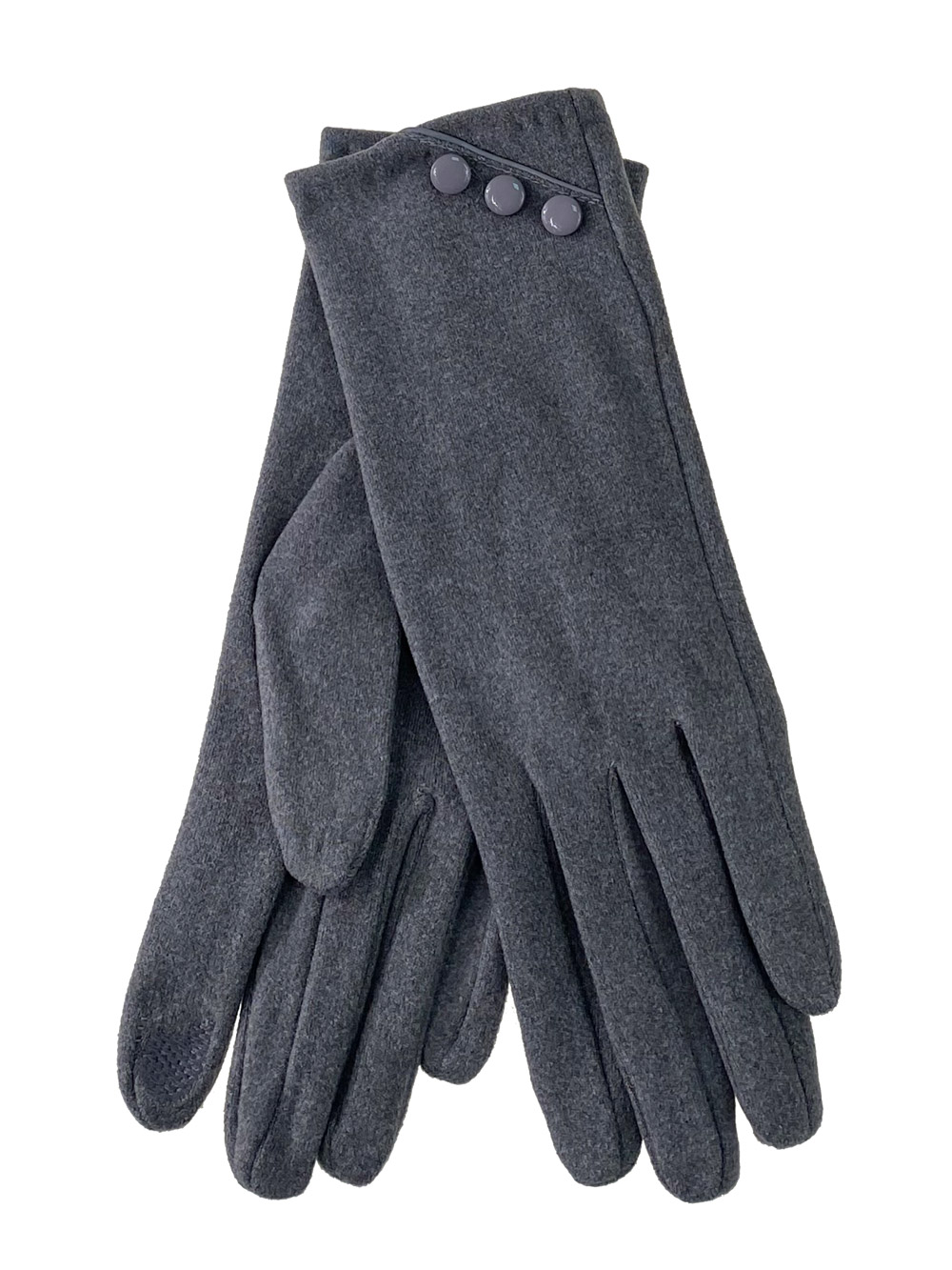На фото 1 - Демисезонные женские перчатки из велюра, цвет серый