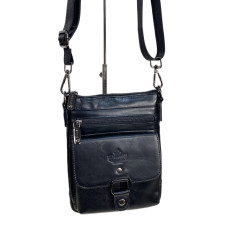 На фото 1 - Сумка мужская из натуральной кожи, цвет черный