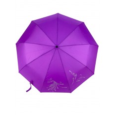 На фото 2 - Женский зонт-автомат с растительным принтом, цвет ярко-фиолетовый