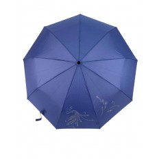 На фото 2 - Женский зонт-автомат с растительным принтом, цвет синий