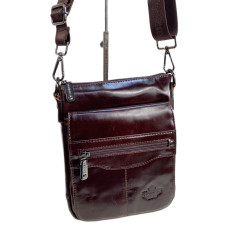 На фото 1 - Сумка мужская из натуральной кожи, цвет кофе