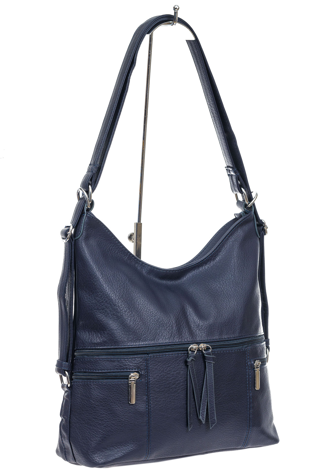 На фото 3 - Женская сумка хобо из искусственной кожи, цвет синий