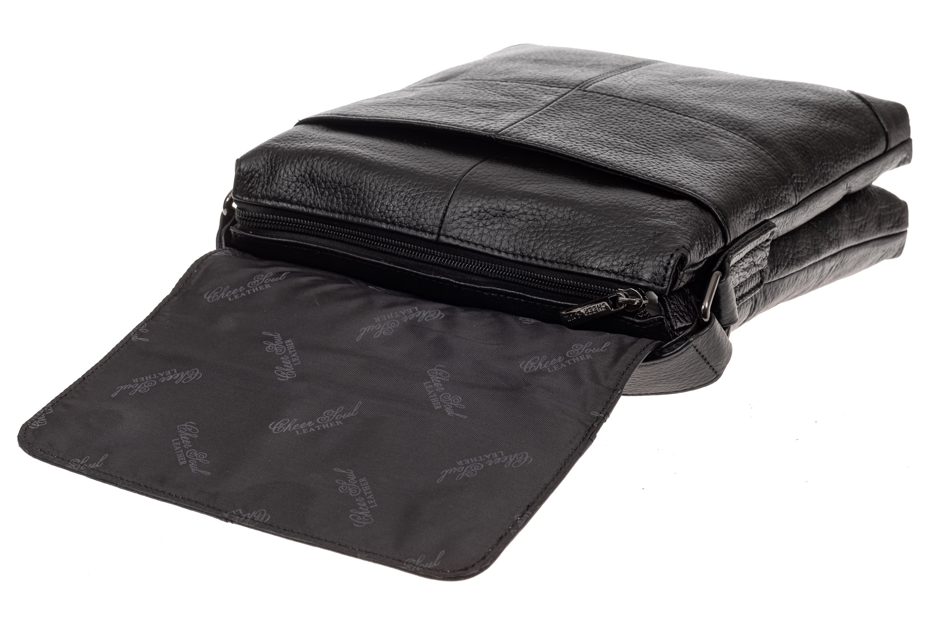 На фото 4 - Мужская сумка планшет через плечо, черная