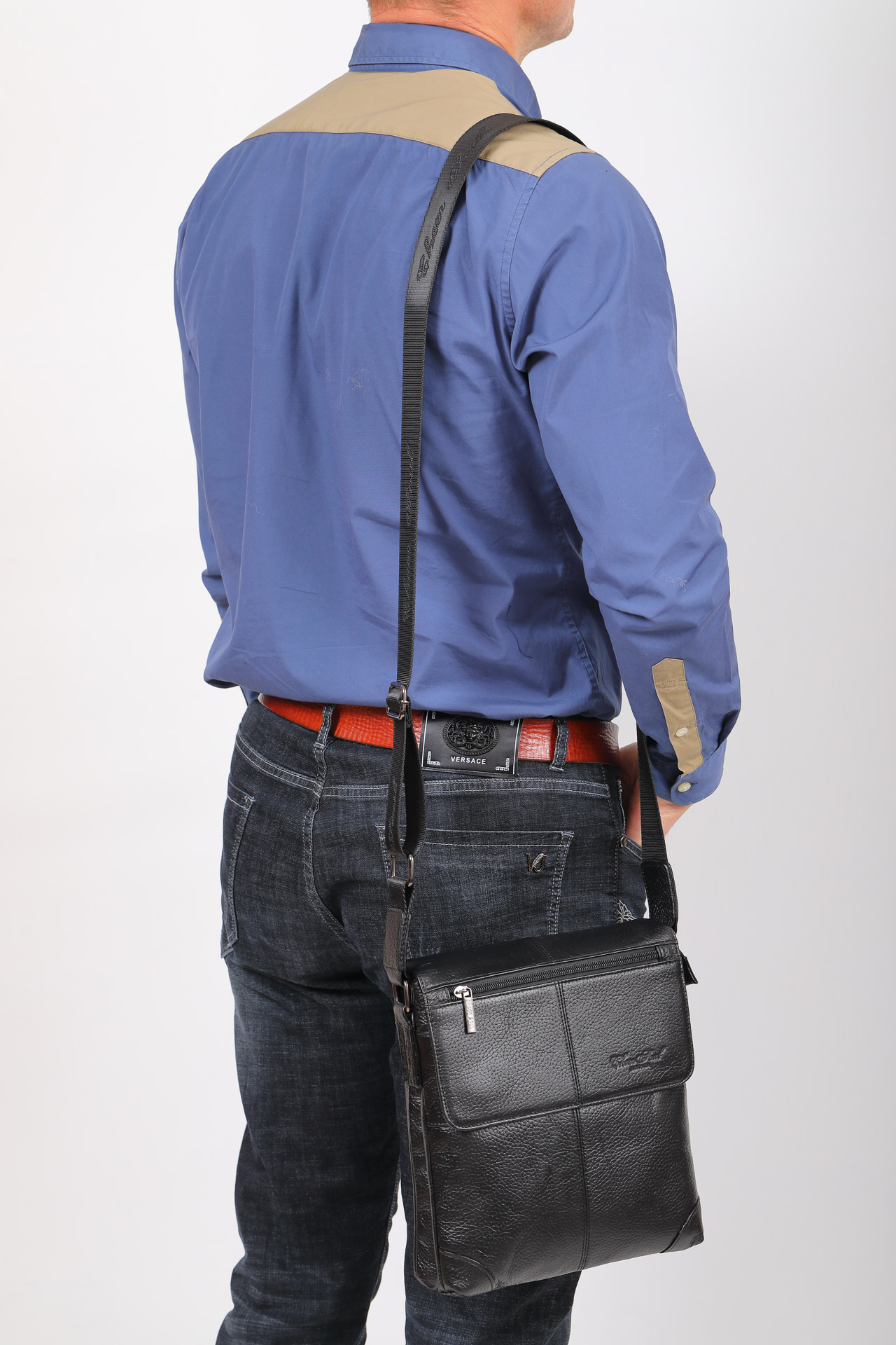 На фото 5 - Мужская сумка планшет через плечо, черная