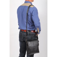 На фото 5 - Мужская сумка планшет через плечо, черная