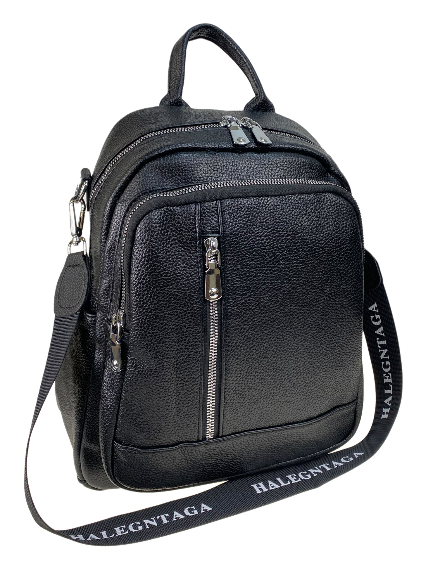 На фото 1 - Сумка-рюкзак из искусственной кожи, цвет чёрный