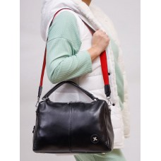 На фото 1 - Женская сумка из натуральной кожи, цвет черный