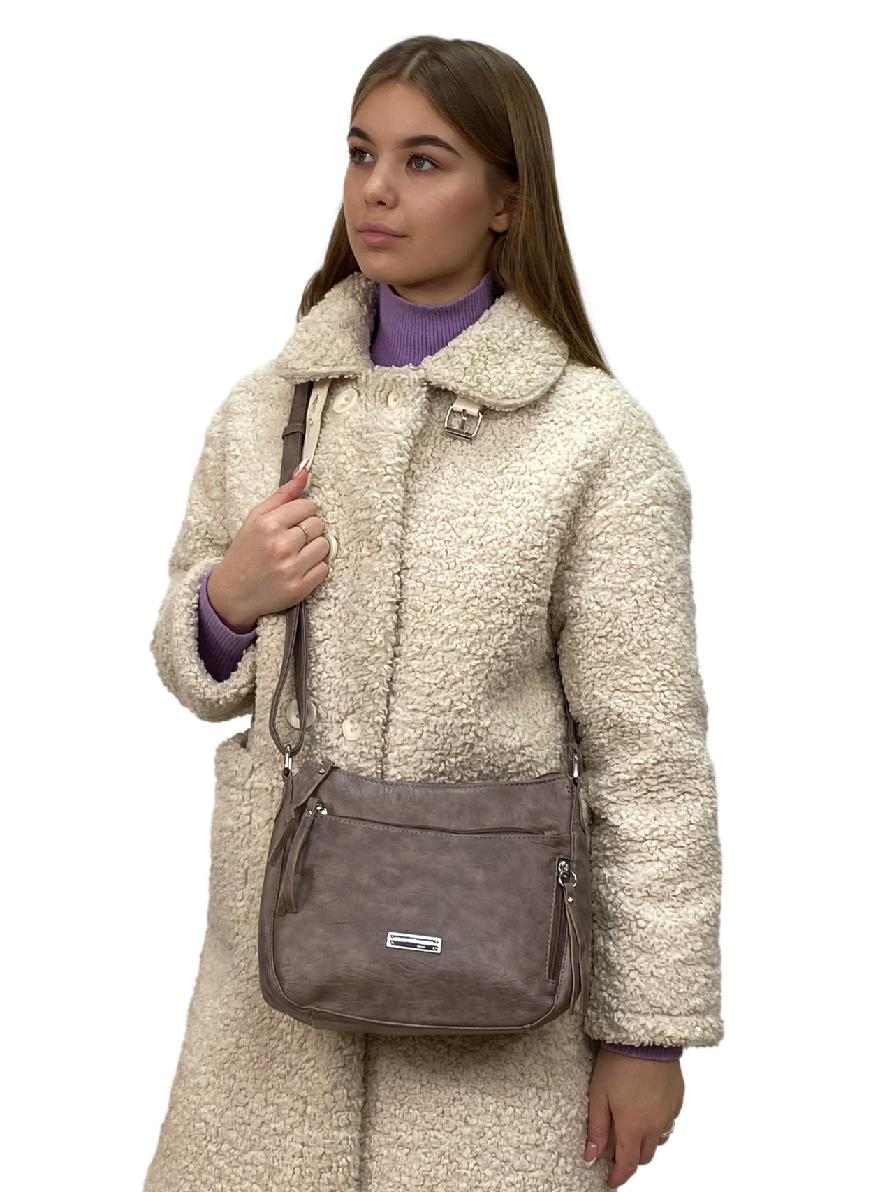 На фото 1 - Женская сумка  из искусственной кожи, цвет хаки