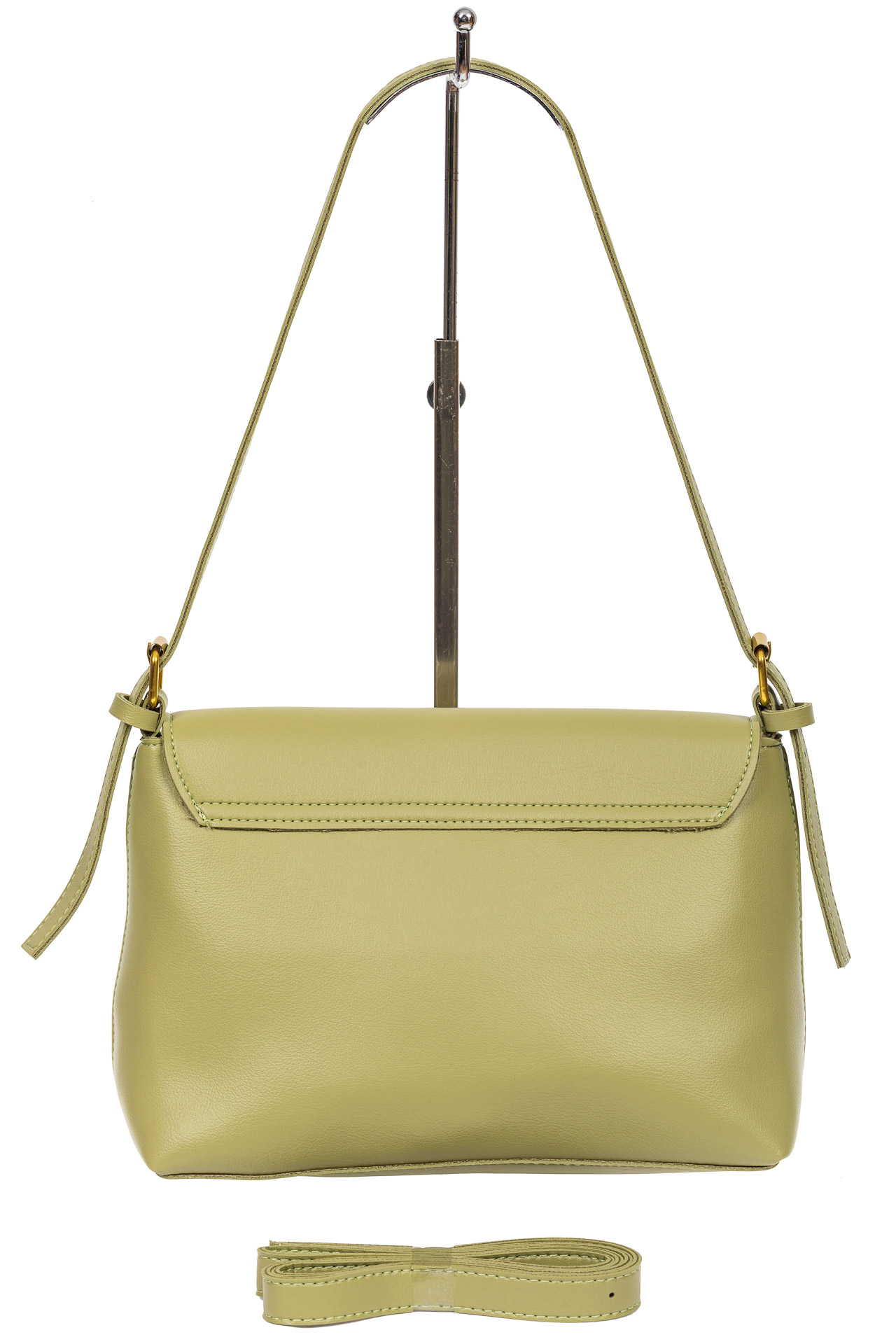 На фото 3 - Женская сумка-мессенджер из мягкой экокожи, цвет оливковый