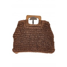 На фото 2 - Плетеная сумка-авоська из джута с деревянными ручками, цвет коричневый