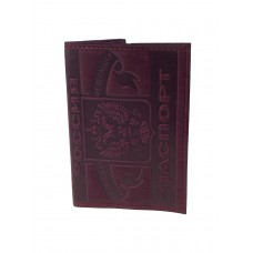 На фото 1 - Обложка для паспорта из натуральной кожи, цвет  бордовый