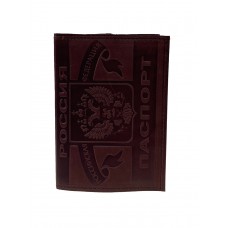 На фото 1 - Обложка для паспорта из натуральной кожи, цвет шоколад
