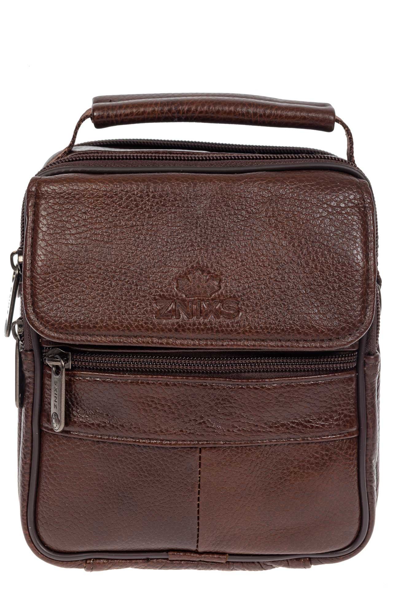 На фото 2 - Кожаная мужская сумка для документов, цвет коричневый
