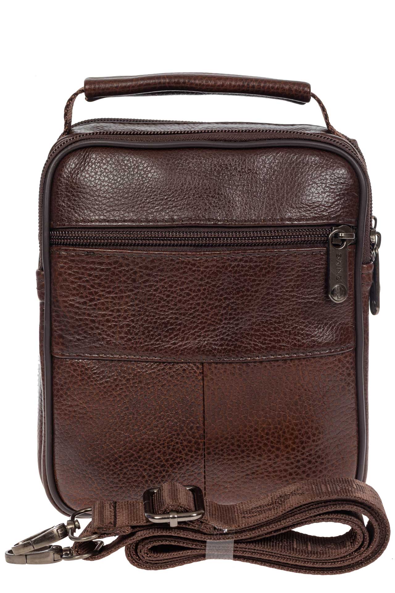 На фото 3 - Кожаная мужская сумка для документов, цвет коричневый