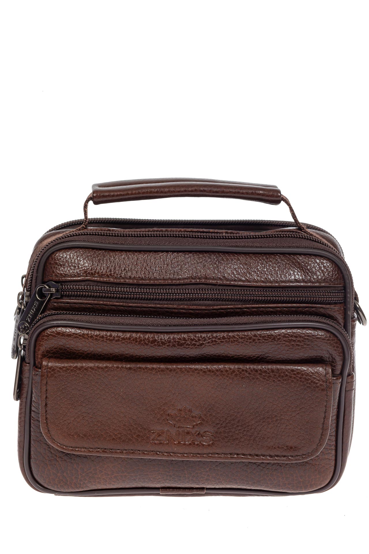 На фото 2 - Небольшая мужская сумка под документы из натуральной кожи, цвет коричневый
