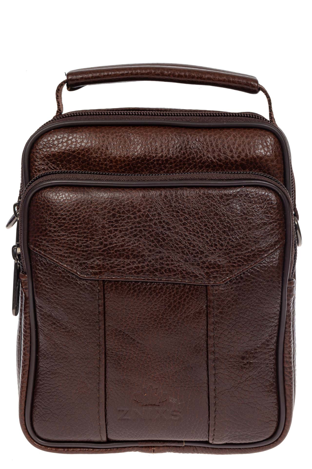 На фото 2 - Мужская кожаная сумка для документов, цвет коричневый