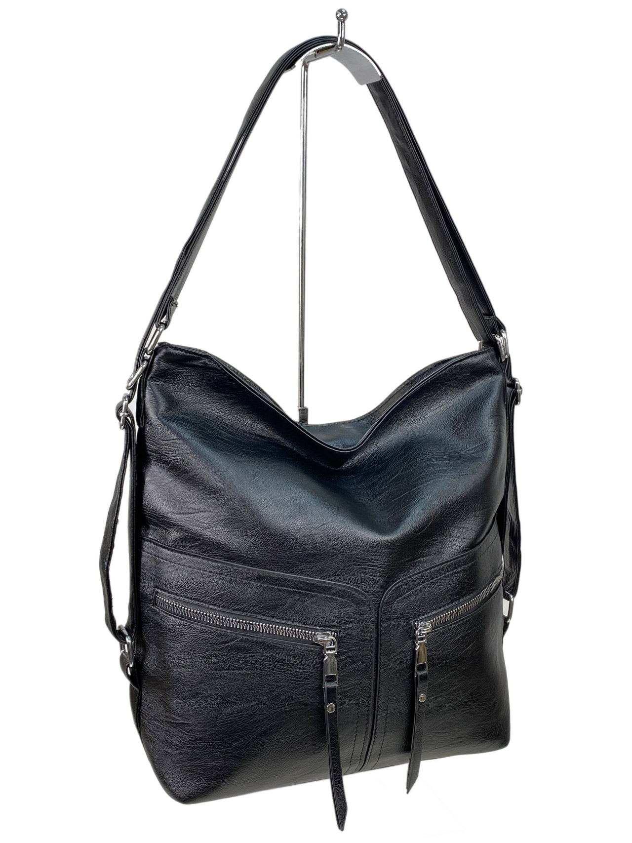На фото 1 - Женская сумка из искусственной кожи,цвет черный