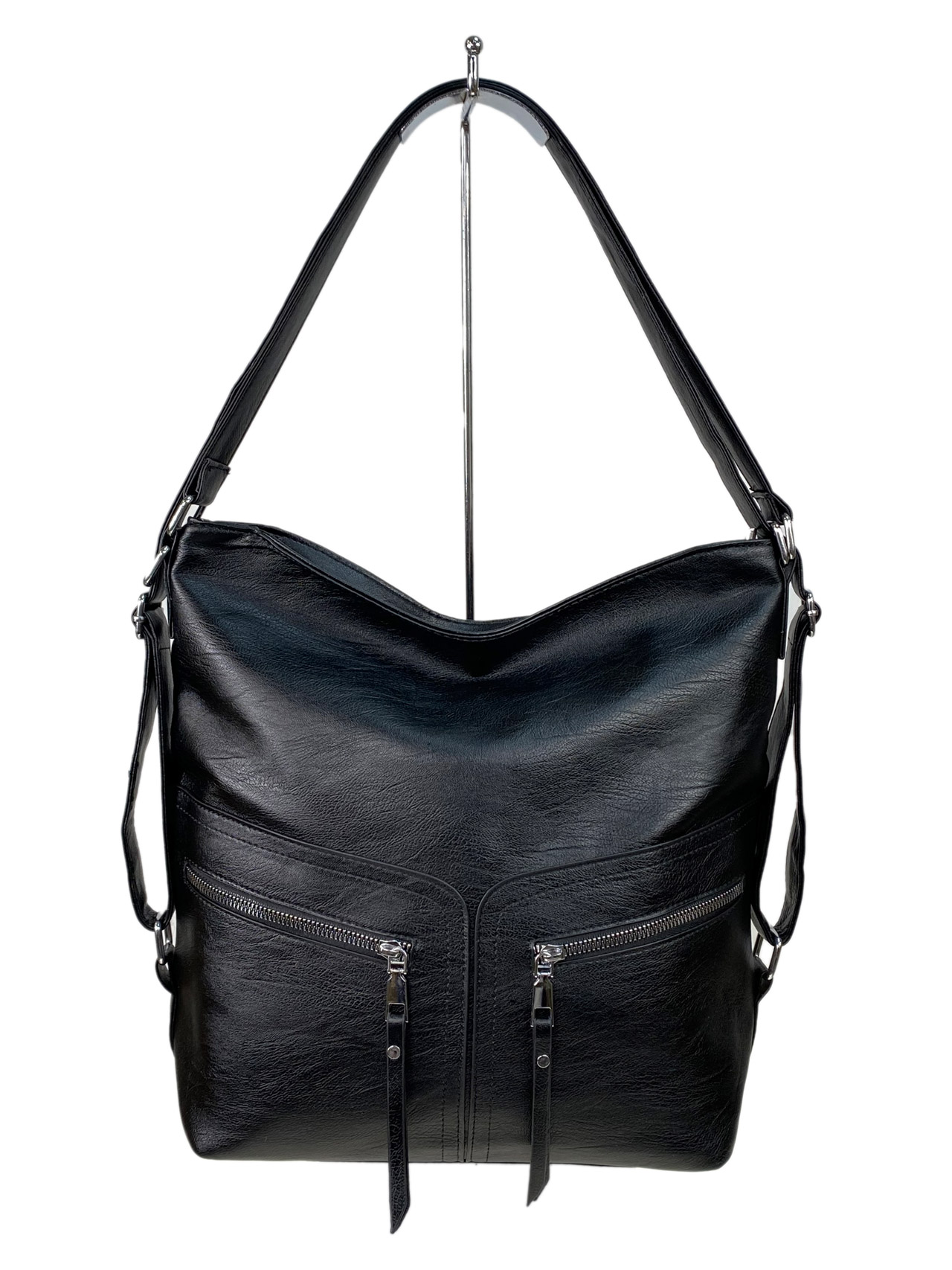 На фото 2 - Женская сумка из искусственной кожи,цвет черный