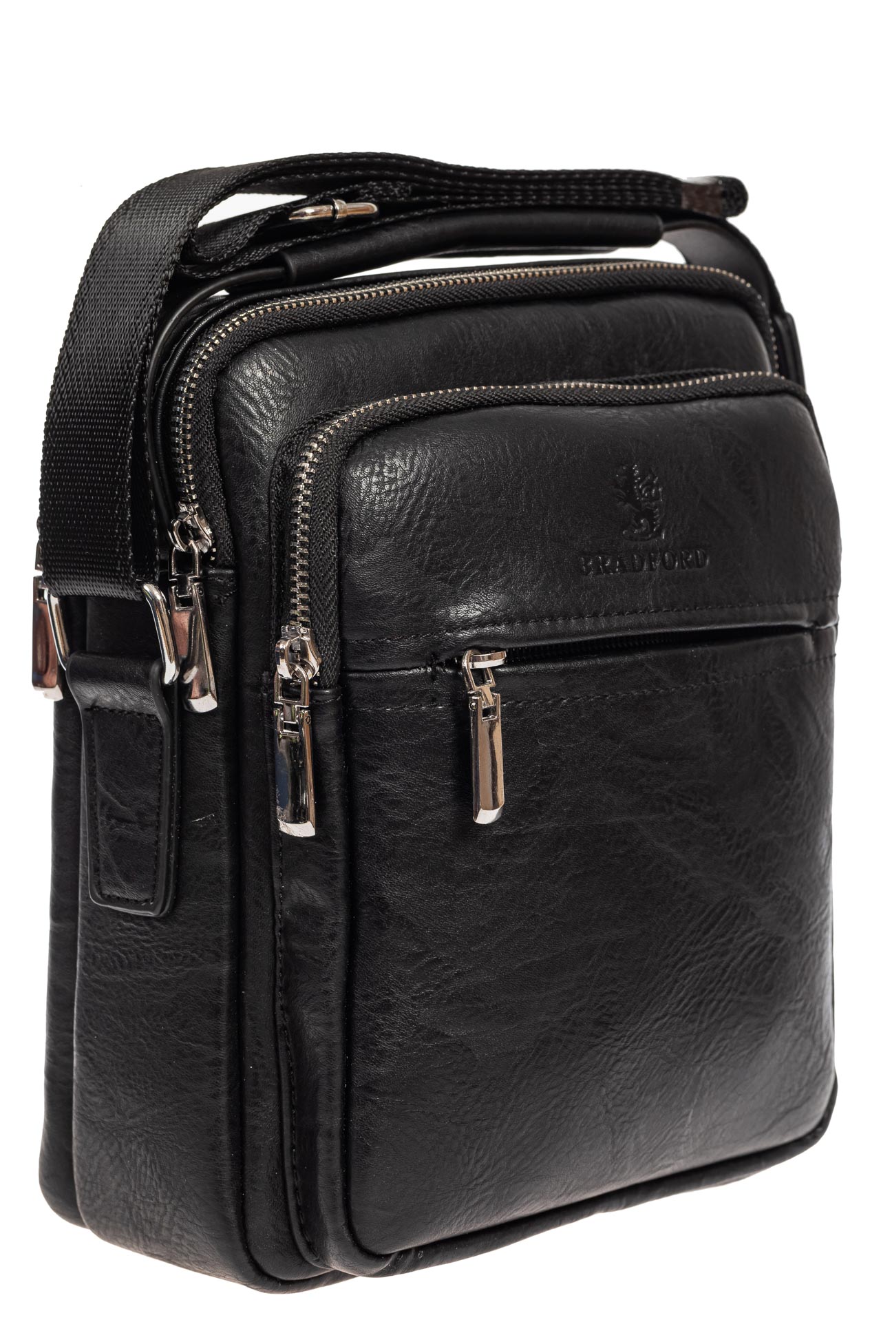 На фото 1 - Повседневная мужская сумка из искусственной кожи, цвет чёрный