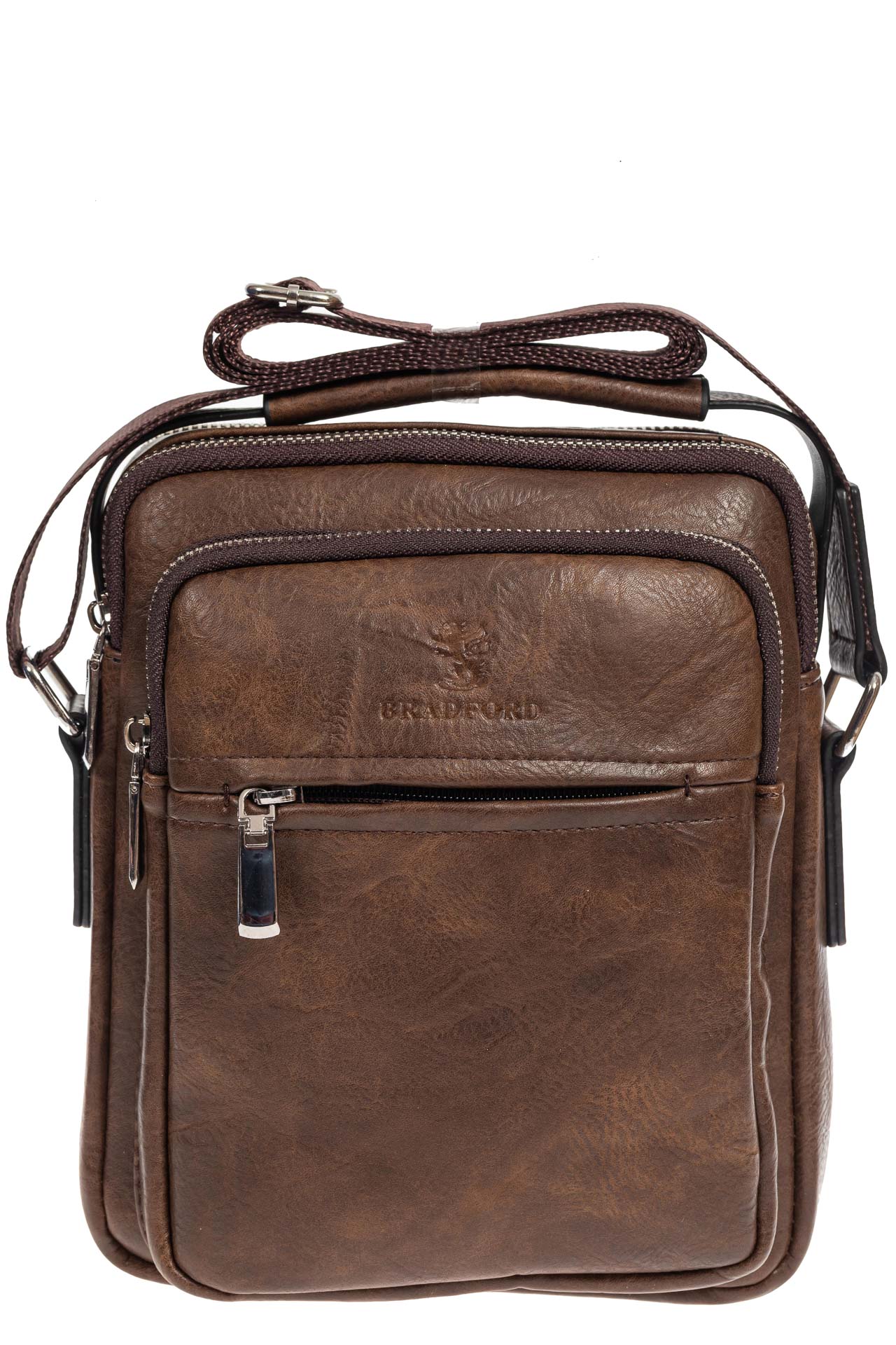На фото 2 - Повседневная мужская сумка из искусственной кожи, цвет коричневый