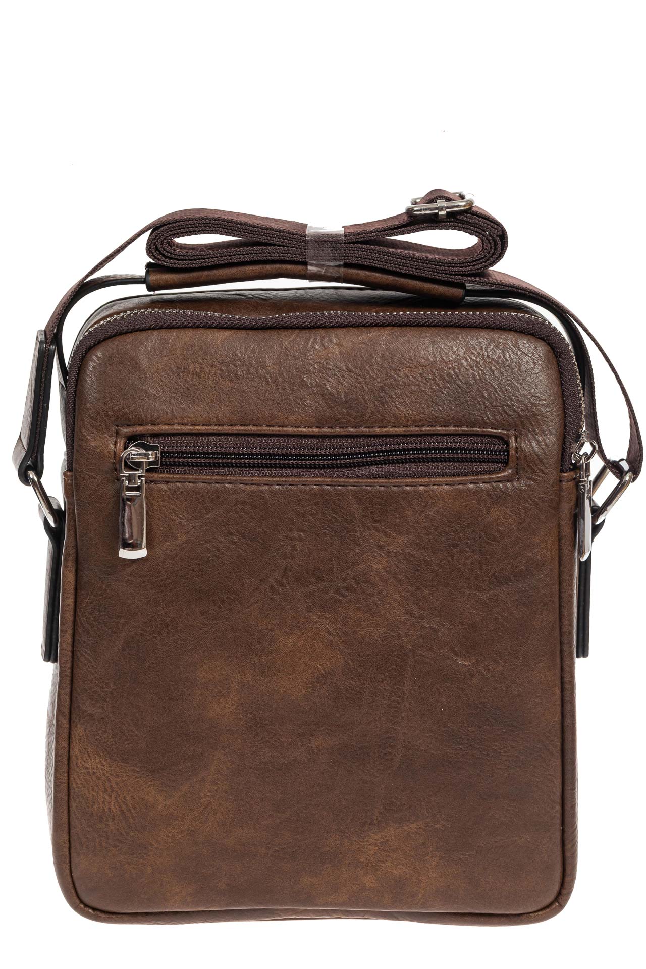 На фото 3 - Повседневная мужская сумка из искусственной кожи, цвет коричневый