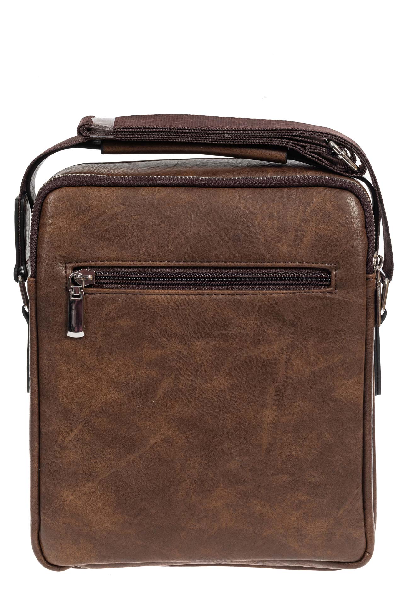 На фото 3 - Мужская сумка под документы из мягкой искусственной кожи, коричневая