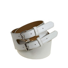 На фото 1 - Ремень женский широкий из искусственной кожи, цвет белый